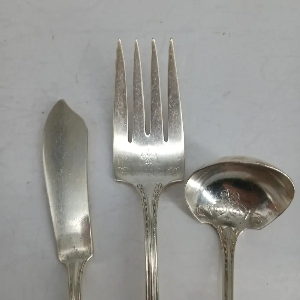 3X Serving Oneida Silverplate SHERATON DINNER Ladle Meat Fork Community Plate